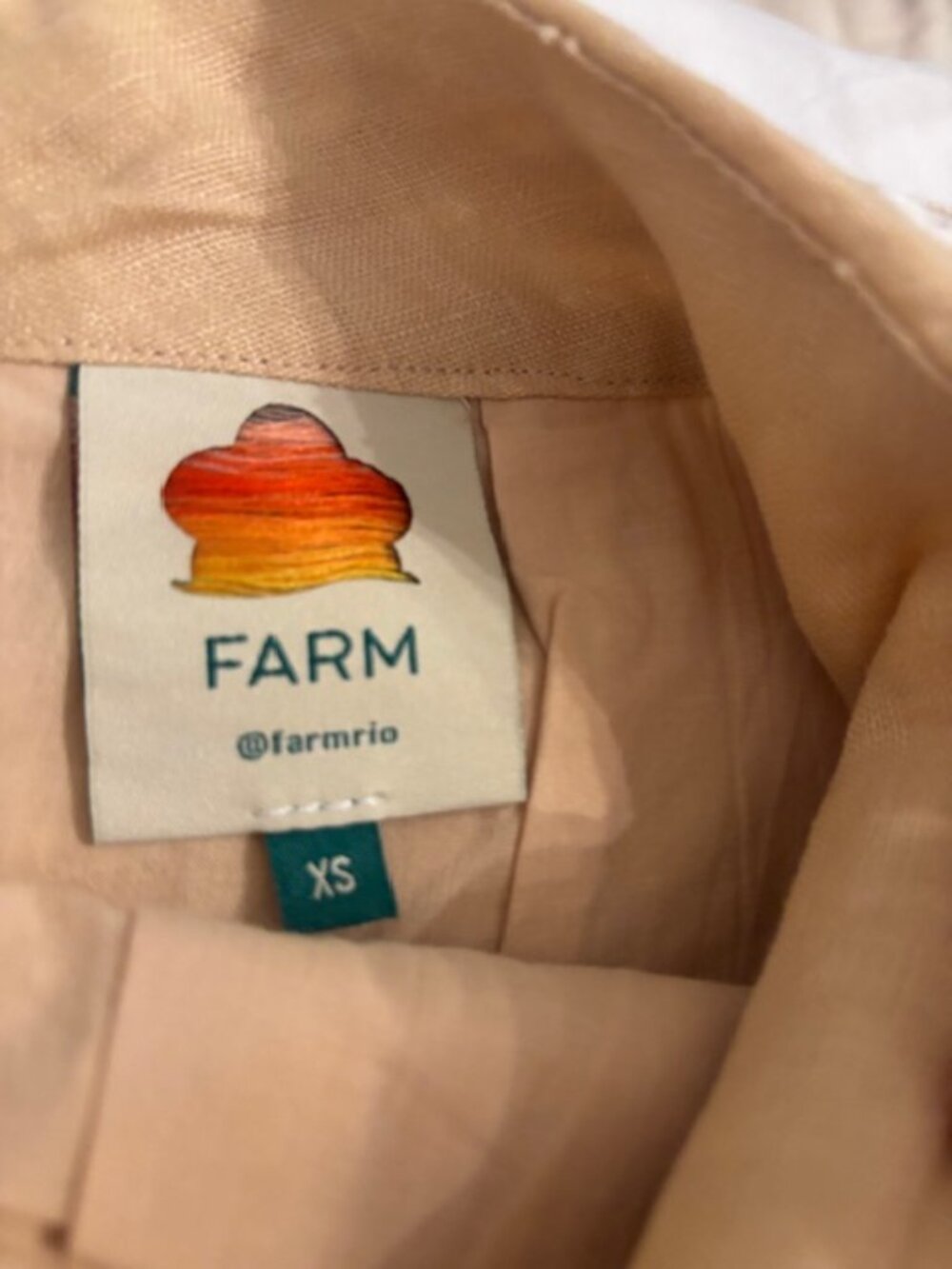FARM Rio Tan Shorts with White Embroidered Trim - Picture 3 of 7